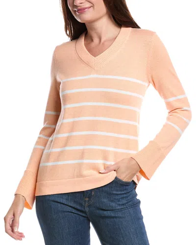 FORTE CASHMERE STRIPE V-NECK SWEATER