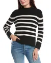 Forte Cashmere Striped Rib Funnel Neck Sweater In Animal Print
