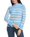 Forte Cashmere Striped Rib Funnel Neck Sweater In Multi