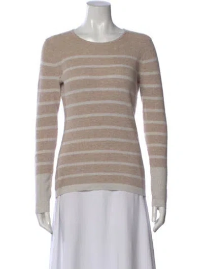 Pre-owned Forte Cashmere Striped Scoop Neck Sweater In Neutral