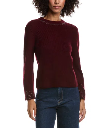 Forte Cashmere Studded Wool & Cashmere-blend Sweater In Red