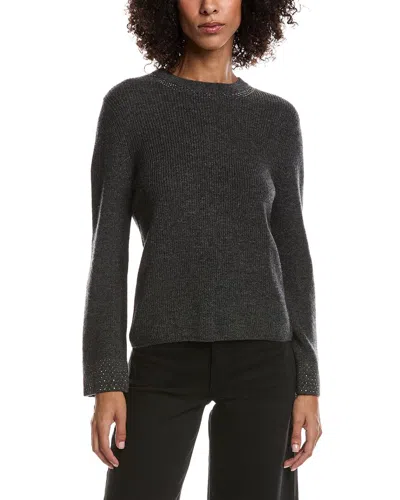 Forte Cashmere Studded Wool & Cashmere-blend Sweater In Gray