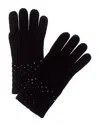 Forte Cashmere Texture Crystal Wool & Cashmere-blend Gloves In Black