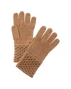 Forte Cashmere Texture Crystal Wool & Cashmere-blend Gloves In Brown