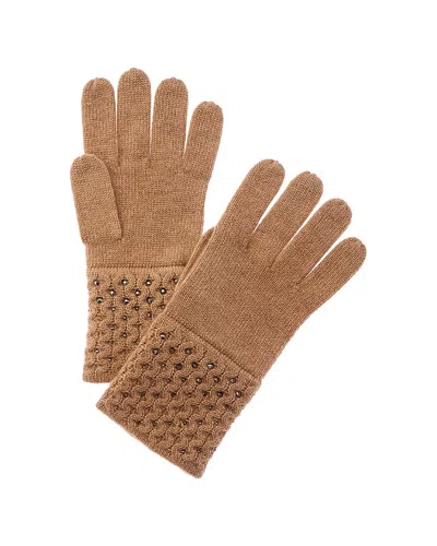 FORTE CASHMERE TEXTURE CRYSTAL WOOL & CASHMERE-BLEND GLOVES