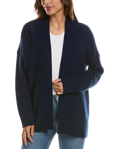 Forte Cashmere Textured 100% Cashmere Duster Cardigan In Blue