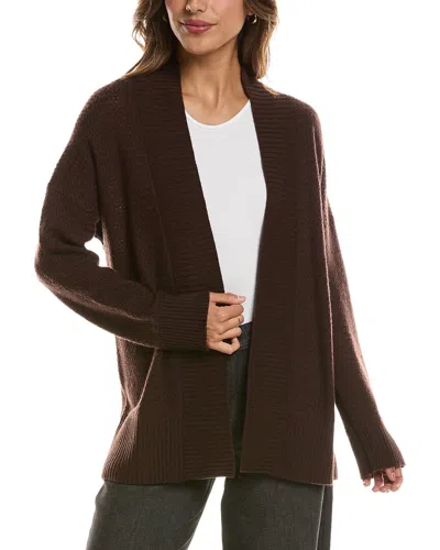 Forte Cashmere Textured 100% Cashmere Duster Cardigan In Brown