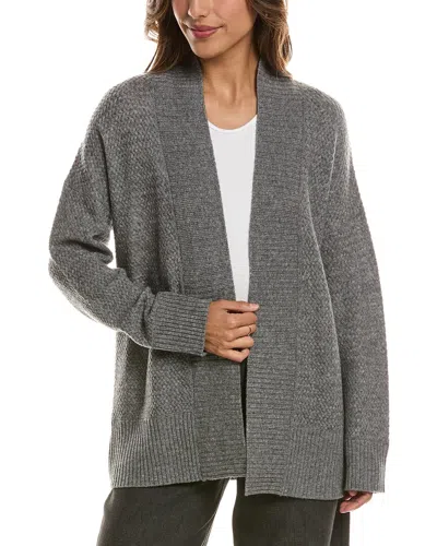 Forte Cashmere Textured 100% Cashmere Duster Cardigan In Gray