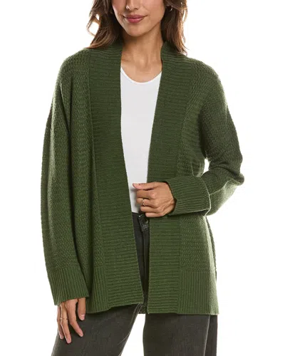 Forte Cashmere Textured 100% Cashmere Duster Cardigan In Green