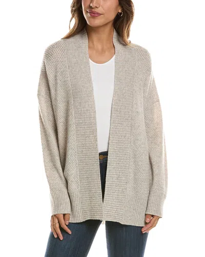 Forte Cashmere Textured 100% Cashmere Duster Cardigan In Gray