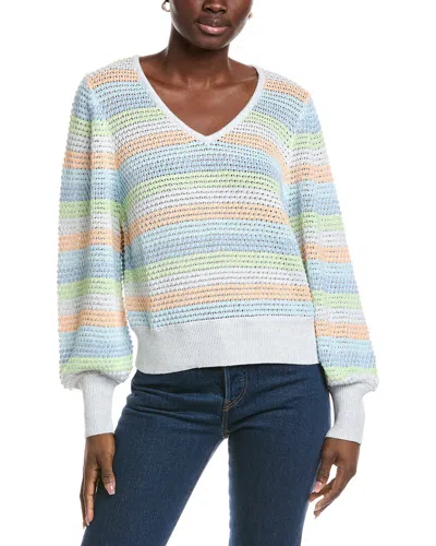 Forte Cashmere Textured Balloon Sleeve Sweater In Multi