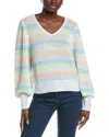 Forte Cashmere Textured Balloon Sleeve Sweater In Burgundy