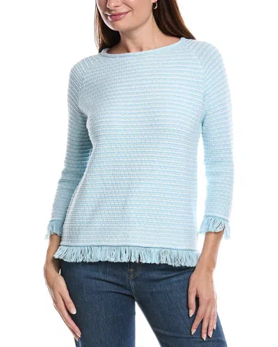 FORTE CASHMERE TEXTURED FRINGE PULLOVER