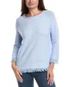 Forte Cashmere Textured Fringe Pullover In Burgundy
