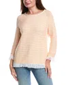 Forte Cashmere Textured Fringe Pullover In Neutral