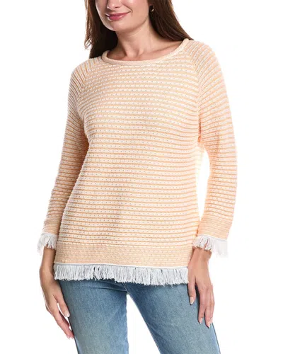 Forte Cashmere Textured Fringe Pullover In White