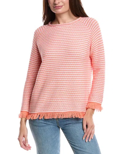 Forte Cashmere Textured Fringe Sweater In Orange