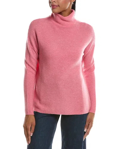 Forte Cashmere Textured Slouchy Funnel Neck 100% Cashmere Sweater In Pink