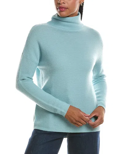 Forte Cashmere Textured Slouchy Funnel Neck 100% Cashmere Sweater In Blue