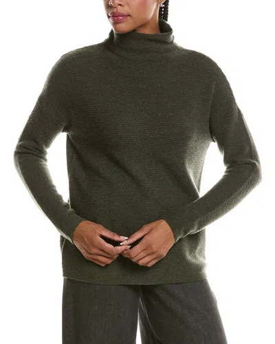 Forte Cashmere Textured Slouchy Funnel Neck 100% Cashmere Sweater In Green