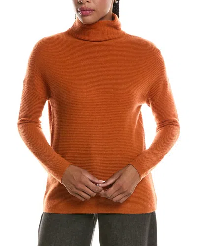 Forte Cashmere Textured Slouchy Funnel Neck 100% Cashmere Sweater In Orange