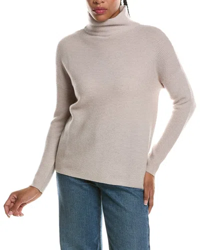 Forte Cashmere Textured Slouchy Funnel Neck 100% Cashmere Sweater In Gray