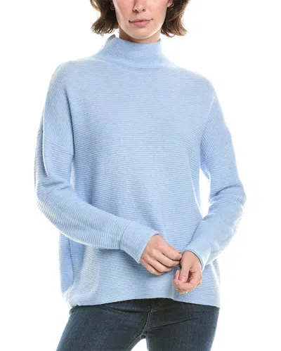 Forte Cashmere Textured Slouchy Funnel Neck Cashmere Sweater In Blue