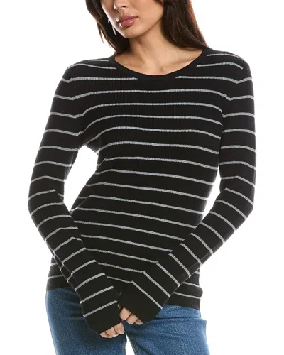 Forte Cashmere Thermal Crewneck Cashmere-blend Sweater In Black
