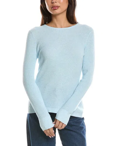 Forte Cashmere Thermal Crewneck Cashmere-blend Sweater In Blue