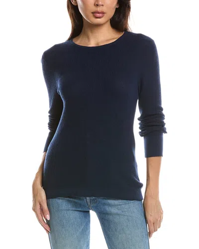 Forte Cashmere Thermal Crewneck Cashmere-blend Sweater In Blue
