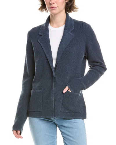 Forte Cashmere Thermal Notch Collar Cashmere-blend Cardigan In Blue