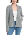 Forte Cashmere Thermal Notch Collar Cashmere-blend Cardigan In Gray