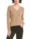 Forte Cashmere Thermal Piped V-neck Cashmere Sweater In Brown