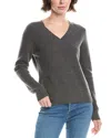 Forte Cashmere Thermal Piped V-neck Cashmere Sweater In Gray