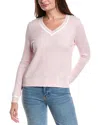 Forte Cashmere Thermal Tipped V-neck Cashmere-blend Sweater In Pink