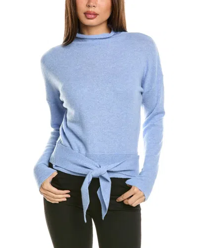 Forte Cashmere Tie-front Cashmere Pullover In Blue