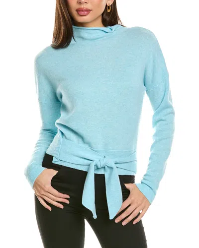 Forte Cashmere Tie-front Cashmere Pullover In Blue