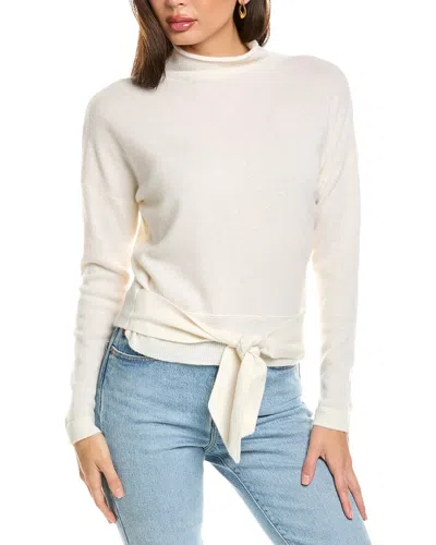 Forte Cashmere Tie-front Cashmere Pullover In White