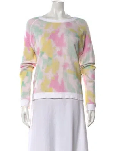Pre-owned Forte Cashmere Tie-dye Print Crew Neck Sweater In Pink