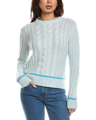 Forte Cashmere Tipped Plaited Cable Crewneck Cashmere Sweater In Blue
