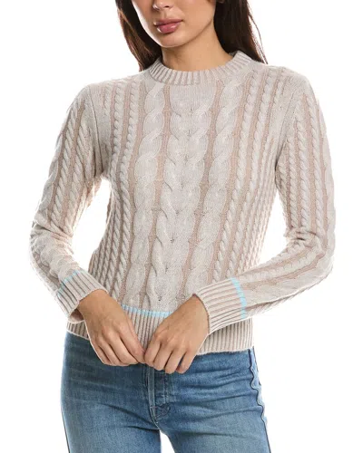 Forte Cashmere Tipped Plaited Cable Crewneck Cashmere Sweater In Brown