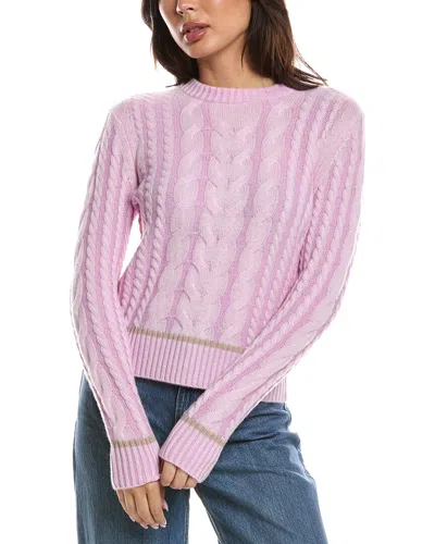 Forte Cashmere Tipped Plaited Cable Crewneck Cashmere Sweater In Pink