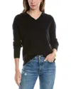 Forte Cashmere Tipped Rib Cashmere Hoodie In Black