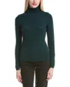 Forte Cashmere Chunky Trim Turtleneck Cashmere Sweater In Green