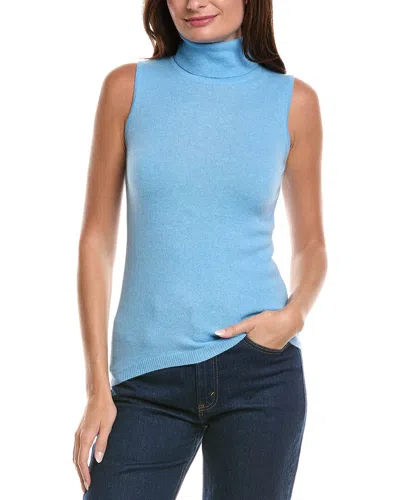 Forte Cashmere Turtleneck Cashmere Sweater Vest In Blue