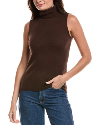 Forte Cashmere Turtleneck Cashmere Sweater Vest In Brown