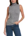 Forte Cashmere Turtleneck Cashmere Sweater Vest In Gray