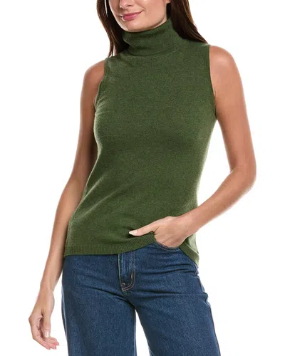 Forte Cashmere Turtleneck Cashmere Sweater Vest In Green