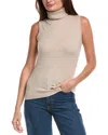 Forte Cashmere Turtleneck Cashmere Sweater Vest In Neutral