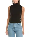 Forte Cashmere Turtleneck Cashmere Tank Sweater In Black